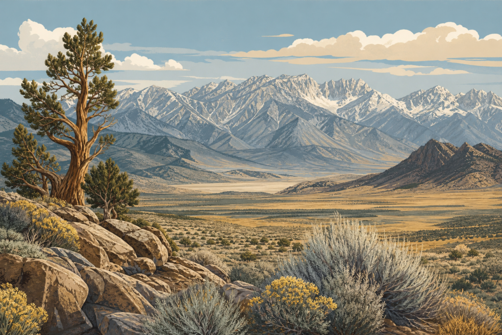 White Pine County Nevada landscape illustration
