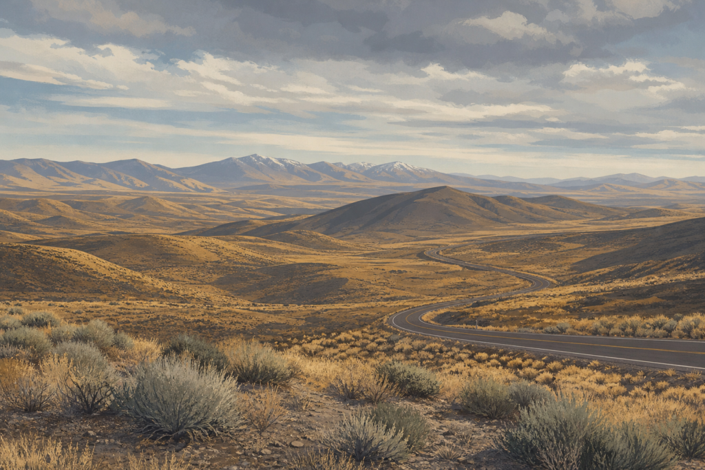 Carlin Nevada landscape illustration