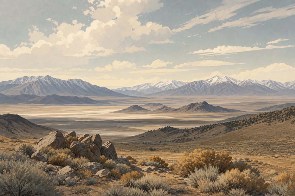 Ely Nevada landscape illustration